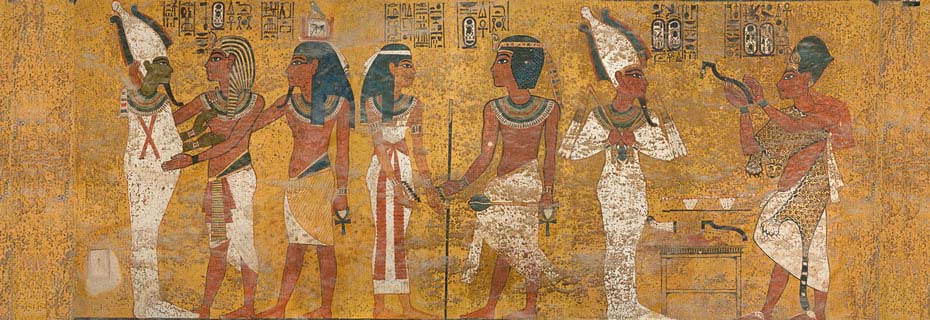 A photo of ancient Egyptian hieroglyphics.